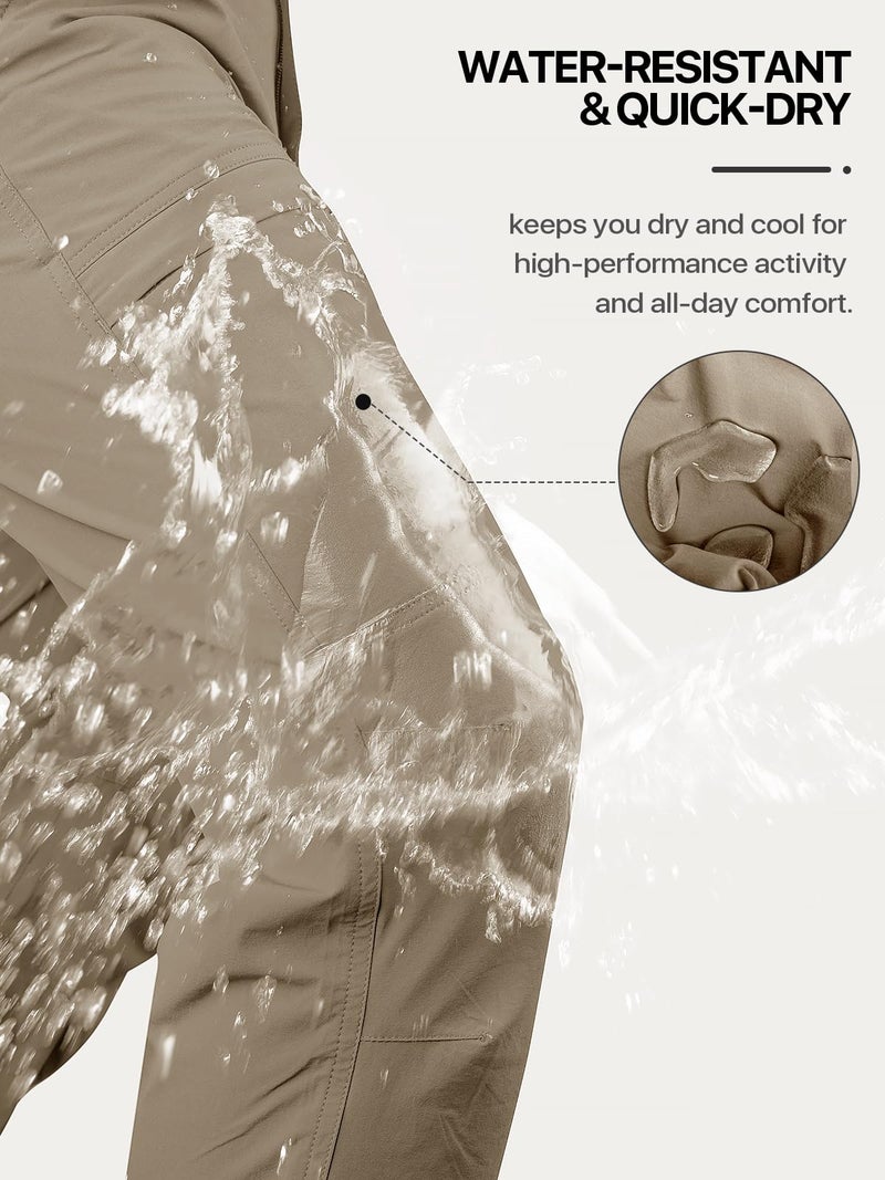 FREE SOLDIER Men's Outdoor Cargo Hiking Pants with Belt Lightweight Waterproof Quick Dry Tactical Pants Nylon Spandex (Mud 34W/34L) - Image 3